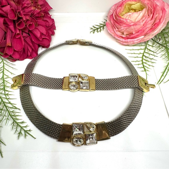 VINTAGE⚜️Two Tone Rhinestone Mesh Bracelet - Picture 7 of 7